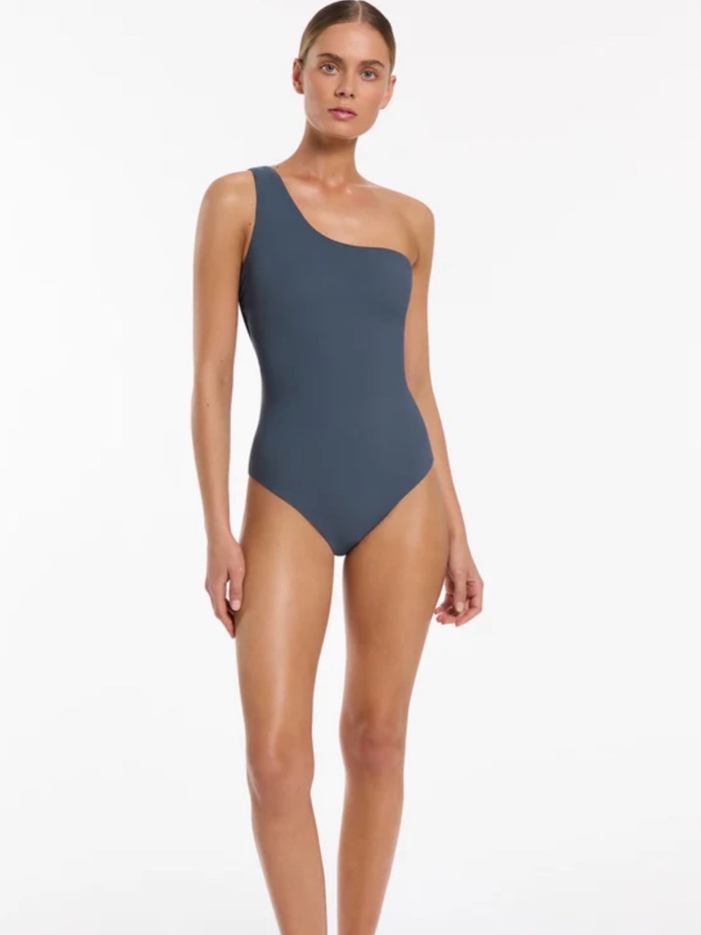 Asymmetric One-Shoulder Women's One-Piece Swimsuit in Slate Blue